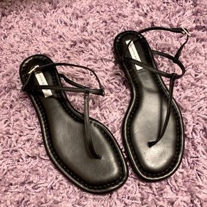 SAKS FIFTH AVENUE black strap leather sandals